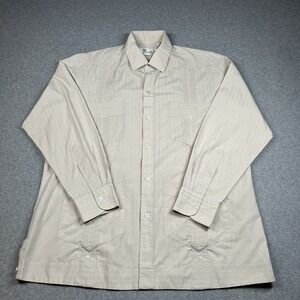 Panabrisa Corona Guayabera‎ Shirt Beige Cotton Panama 4 Pocket Mens M/L